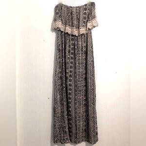 Forever 21 Boho Maxi Dress, Aztec Print, Strapless, size L.
